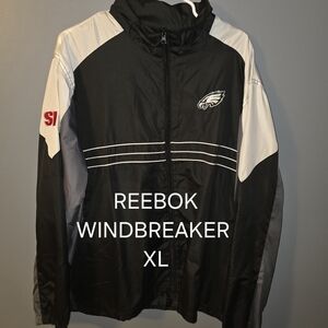 Reebok Black & White Men's Windbreaker with Eagles Logo